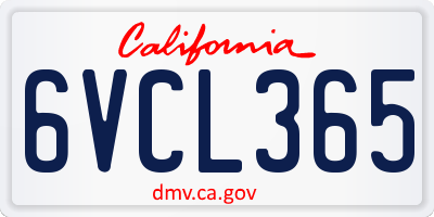 CA license plate 6VCL365