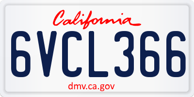 CA license plate 6VCL366