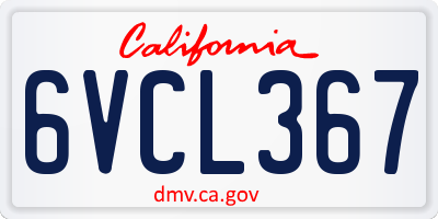 CA license plate 6VCL367