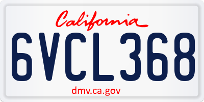CA license plate 6VCL368