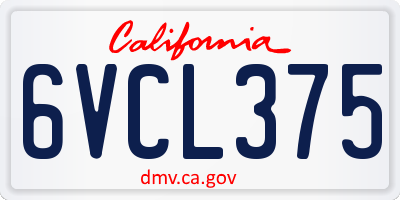 CA license plate 6VCL375