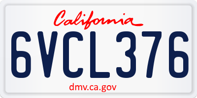 CA license plate 6VCL376