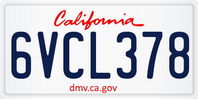 CA license plate 6VCL378