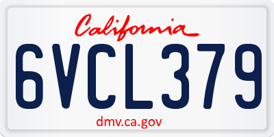 CA license plate 6VCL379