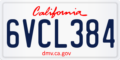 CA license plate 6VCL384