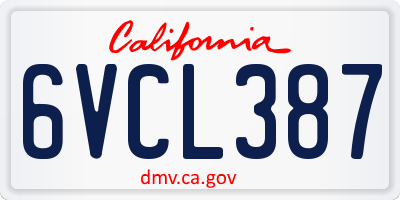 CA license plate 6VCL387