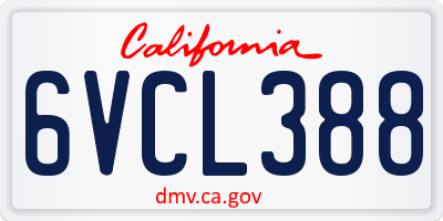 CA license plate 6VCL388