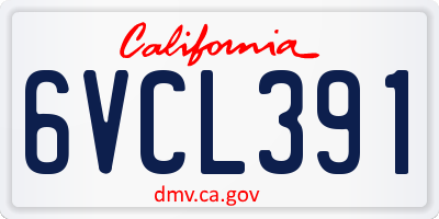 CA license plate 6VCL391