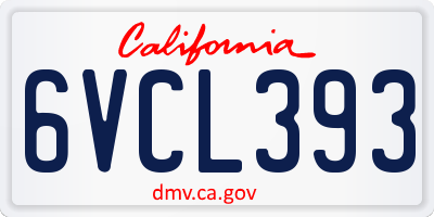 CA license plate 6VCL393