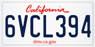 CA license plate 6VCL394