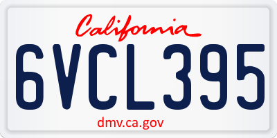 CA license plate 6VCL395
