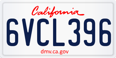 CA license plate 6VCL396