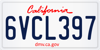 CA license plate 6VCL397