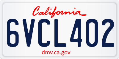 CA license plate 6VCL402