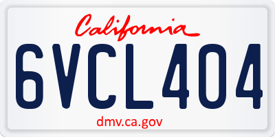 CA license plate 6VCL404