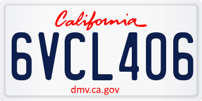CA license plate 6VCL406