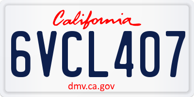 CA license plate 6VCL407
