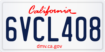 CA license plate 6VCL408
