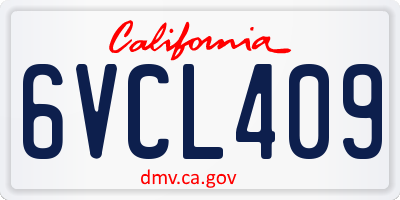 CA license plate 6VCL409