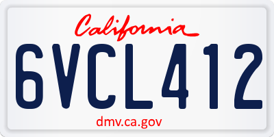 CA license plate 6VCL412