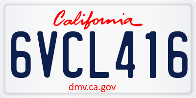 CA license plate 6VCL416
