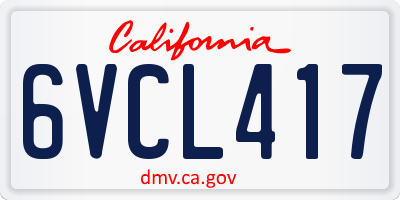 CA license plate 6VCL417