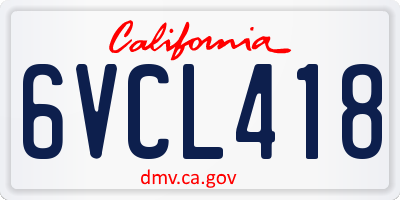 CA license plate 6VCL418