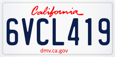 CA license plate 6VCL419