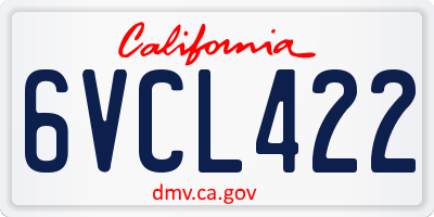 CA license plate 6VCL422