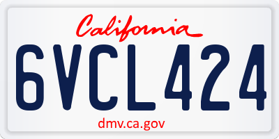 CA license plate 6VCL424
