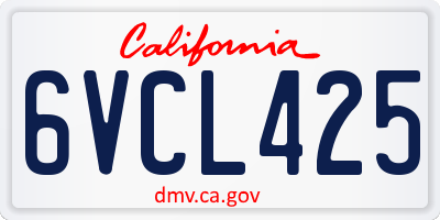 CA license plate 6VCL425