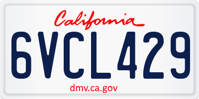 CA license plate 6VCL429