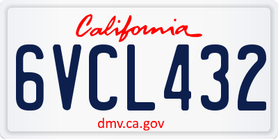 CA license plate 6VCL432