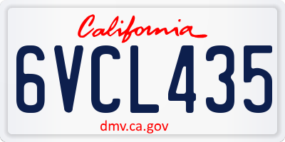 CA license plate 6VCL435