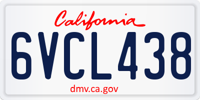 CA license plate 6VCL438