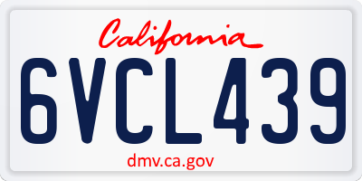 CA license plate 6VCL439