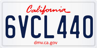 CA license plate 6VCL440