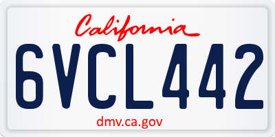 CA license plate 6VCL442