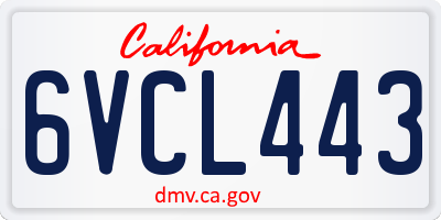 CA license plate 6VCL443