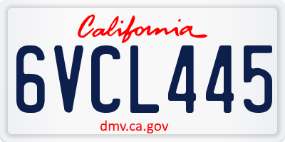 CA license plate 6VCL445