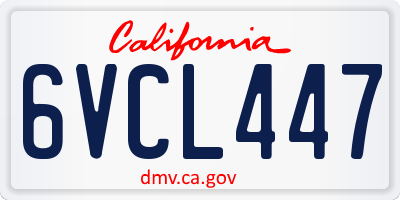 CA license plate 6VCL447