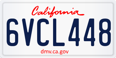 CA license plate 6VCL448