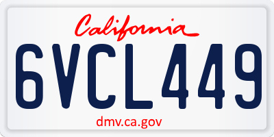 CA license plate 6VCL449