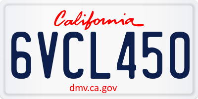 CA license plate 6VCL450
