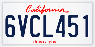 CA license plate 6VCL451