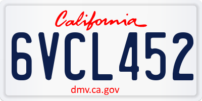 CA license plate 6VCL452