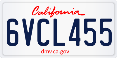 CA license plate 6VCL455