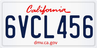 CA license plate 6VCL456