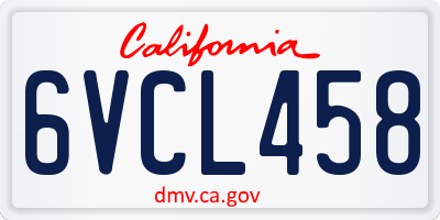 CA license plate 6VCL458