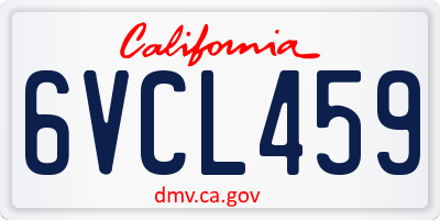CA license plate 6VCL459